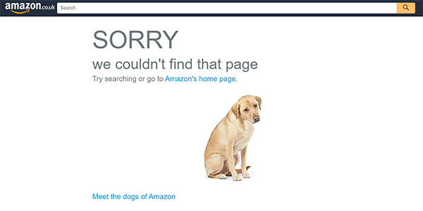 Screenshot of amazon.co.uk/404